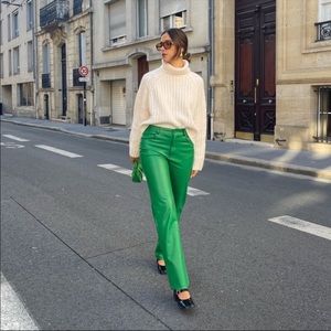 Zara green leather sold out pants size Large. New with tags